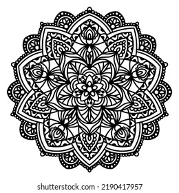 Vector image of a mandala on a white background. Graphic design of circular ornament.