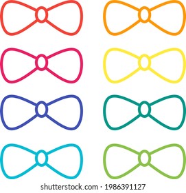 Vector image of many beautiful and colorful bow ties.