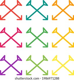 Imagen vectorial de muchas flechas coloridas.
