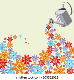 Vector image of many flowers. garden, gardening
