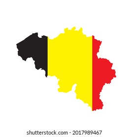 Vector image of a map of belgium in the colors of the national flag