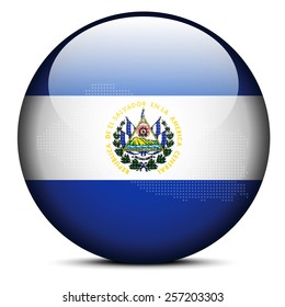 Vector Image - Map with Dot Pattern on flag button of Republic of El Salvador