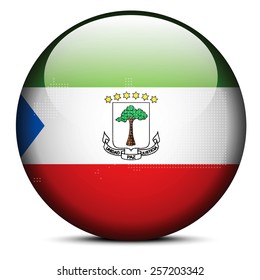 Vector Image - Map with Dot Pattern on flag button of Republic of Equatorial Guinea