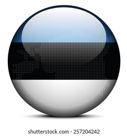 Vector Image - Map with Dot Pattern on flag button of Republic of Estonia