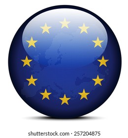 Vector Image - Map with Dot Pattern on flag button of Continent of Europe