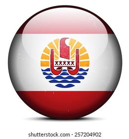 Vector Image - Map with Dot Pattern on flag button of French Polynesia