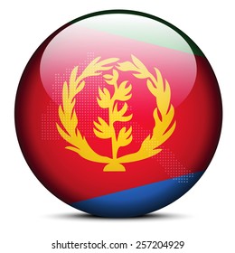 Vector Image - Map with Dot Pattern on flag button of State of Eritrea