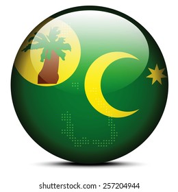 Vector Image - Map with Dot Pattern on flag button of Cocos (Keeling) Islands