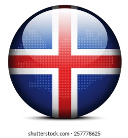 Vector Image - Map with Dot Pattern on flag button of Republic of Iceland