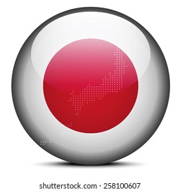 Vector Image - Map with Dot Pattern on flag button of State of Japan