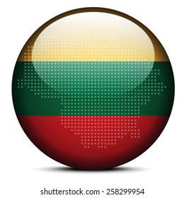 Vector Image -  Map with Dot Pattern on flag button of Republic of Lithuania
