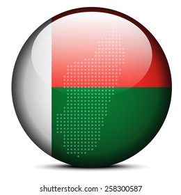 Vector Image -  Map with Dot Pattern on flag button of Republic of Madagascar