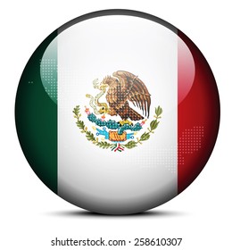 Vector Image -  Map with Dot Pattern on flag button of United Mexican States