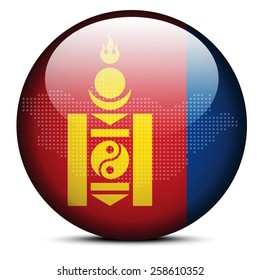Vector Image -  Map with Dot Pattern on flag button of Mongolia
