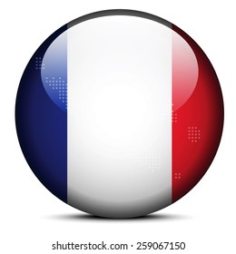 Vector Image -  Map With Dot Pattern On Flag Button Of New Caledonia, French Sui Generis Community 