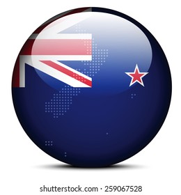 Vector Image -  Map with Dot Pattern on flag button of New Zealand 