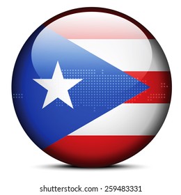Vector Image - Map with Dot Pattern on flag button of Freely Associated State of Puerto Rico