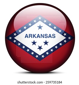Vector Image - Map with Dot Pattern on flag button of USA Arkansas State