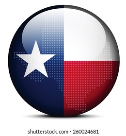 Vector Image - Map with Dot Pattern on flag button of USA Texas State