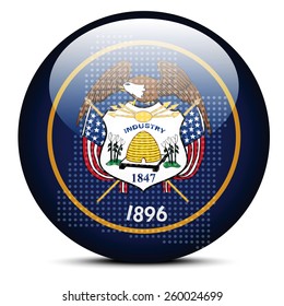 Vector Image - Map with Dot Pattern on flag button of USA Utah State