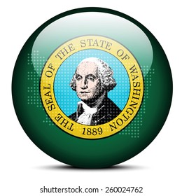 Vector Image - Map with Dot Pattern on flag button of USA Washington State
