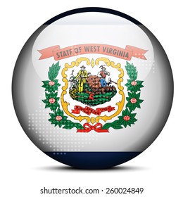 Vector Image - Map with Dot Pattern on flag button of USA West Virginia State