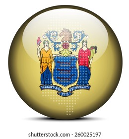 Vector Image - Map with Dot Pattern on flag button of USA New Jersey State
