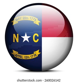 Vector Image - Map with Dot Pattern on flag button of USA North Carolina State