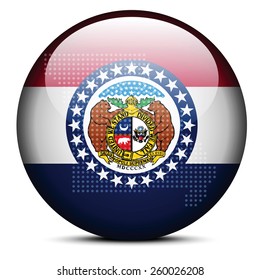 Vector Image - Map with Dot Pattern on flag button of USA Missouri State