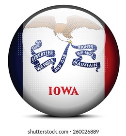 Vector Image - Map with Dot Pattern on flag button of USA Iowa State