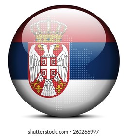 Vector Image - Map with Dot Pattern on flag button of Republic of Serbia