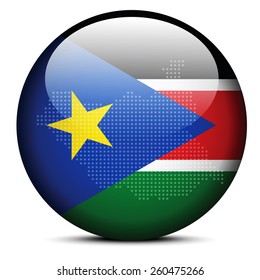 Vector Image - Map with Dot Pattern on flag button of Republic of South Sudan