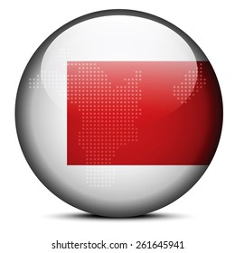 Vector Image -  Map with Dot Pattern on flag button of United Arab Emirates, Sharjah Emirate
