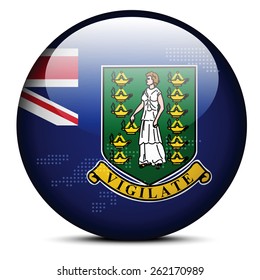Vector Image -  Map with Dot Pattern on flag button of British Virgin Islands
