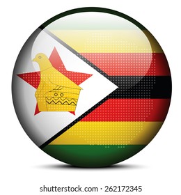 Vector Image -  Map with Dot Pattern on flag button of Republic of Zimbabwe