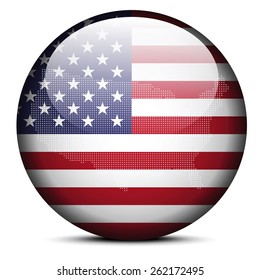 Vector Image -  Map with Dot Pattern on flag button of United States of America
