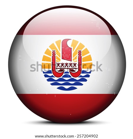 Vector Image - Map with Dot Pattern on flag button of French Polynesia