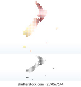 Vector Image -  Map of New Zealand with Dot Pattern 