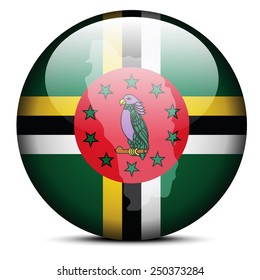Vector Image - Map on flag button of Commonwealth of Dominica