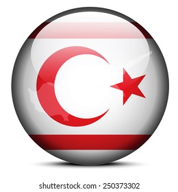Vector Image - Map on flag button of Turkish Republic of North Cyprus 