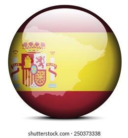 Vector Image - Map on flag button of Kingdom of Spain