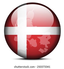 Vector Image - Map on flag button of Kingdom of Denmark