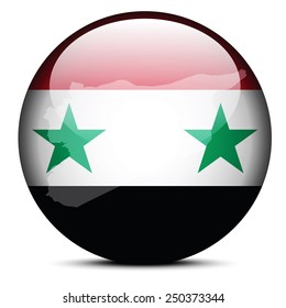 Vector Image - Map on flag button of Syrian Arab Republic