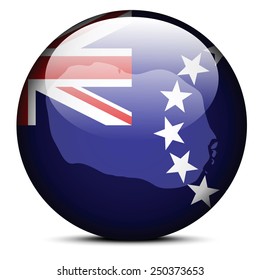 Vector Image - Map on flag button of Cook Islands