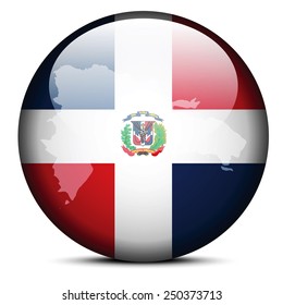 Vector Image - Map on flag button of Dominican Republic
