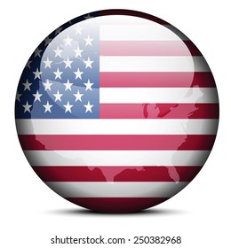 Vector Image - Map on flag button of United States of America