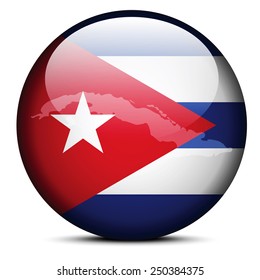 Vector Image - Map on flag button of Republic of Cuba