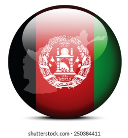 Vector Image - Map on flag button of Islamic Republic of Afghanistan