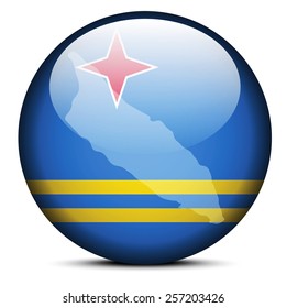 Vector Image - Map on flag button of Aruba 