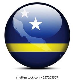 Vector Image - Map on flag button of Curacao
